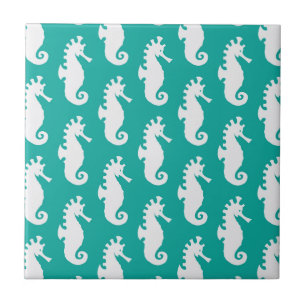Carreau En Céramique Motif turquoise 1 d'hippocampe