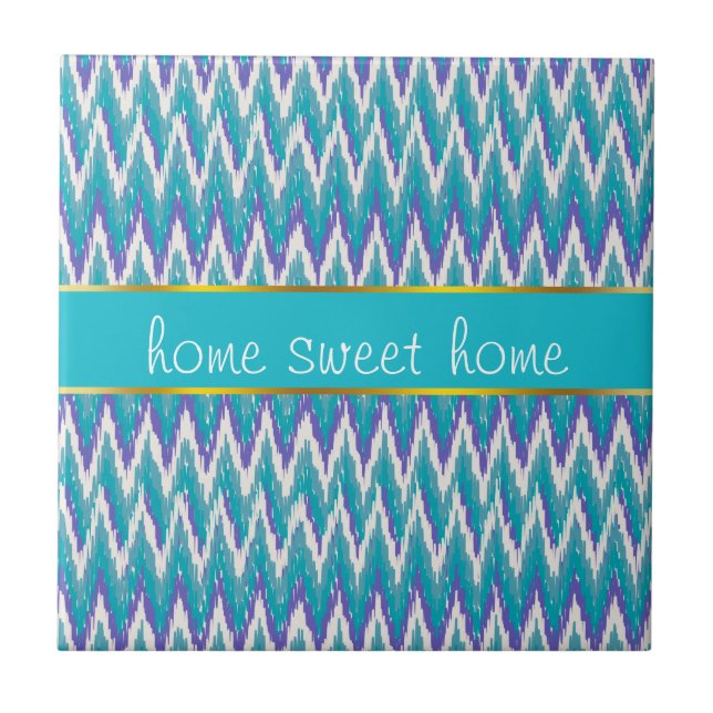 Carreau En Céramique motif turquoise et Amethyst iKat ZigZag (Devant)