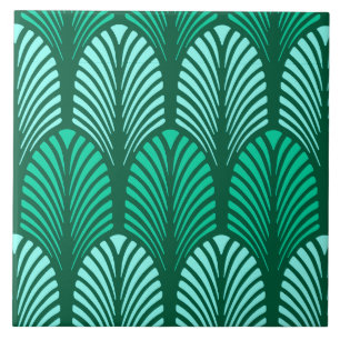 Carreau En Céramique Motif, turquoise et Aqua de plume d'art déco