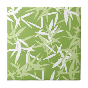 Carreau En Céramique Motif unique de feuille en bambou vert