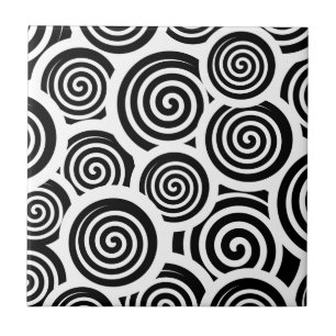 Carreau En Céramique Motif vectoriel spirale noire et blanche