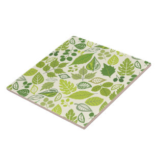 Carreau En Céramique Motif vert de feuille