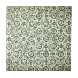 Carreau En Céramique Motif vert rétro aka indien funky
