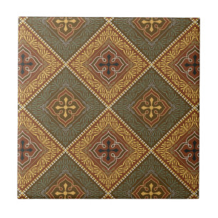 Carreau En Céramique Motif victorien - Brown et vert