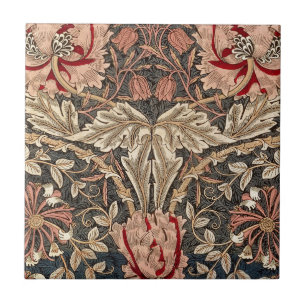 Carreau En Céramique Motif vintage de chèvrefeuille de William Morris
