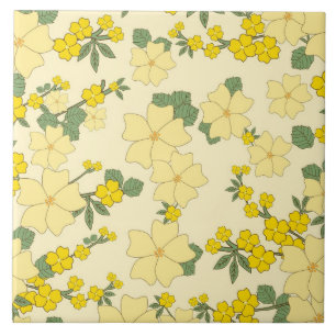 Carreau En Céramique Motif Vintage de fleurs jaunes