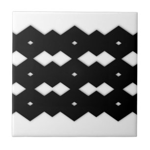 Carreau En Céramique Motif Zigzag Noir et Blanc