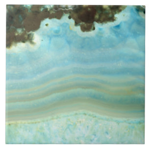 Carreau En Céramique Motifs bleus de cristal d'agate d'Aqua vide fait