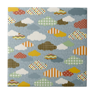 Carreau En Céramique Motifs lunatiques mignons de nuages de pois de