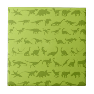 Carreau En Céramique Motifs mignons de dinosaures verts pour des