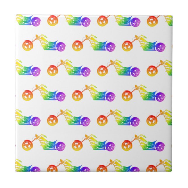 Carreau En Céramique Motorcycle arc-en-ciel (Devant)