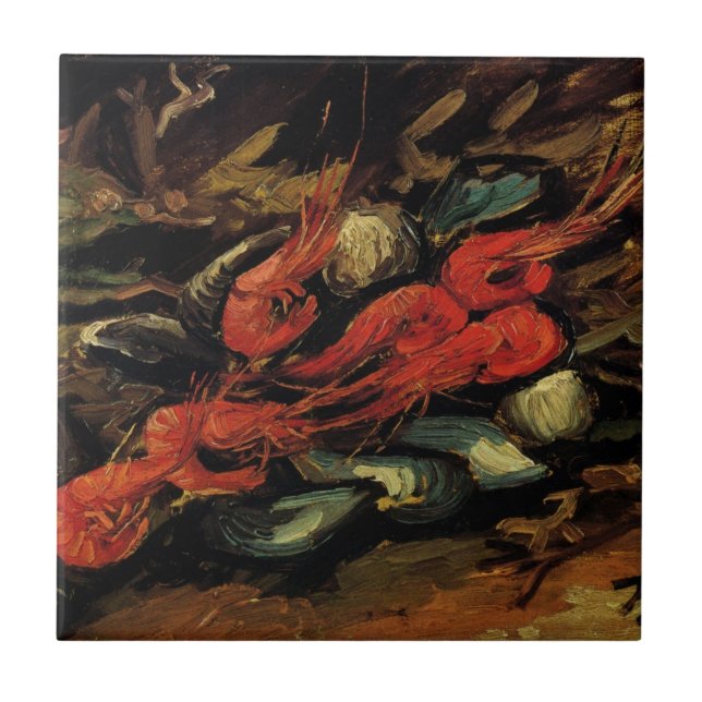 Carreau En Céramique Moules et crevettes par Vincent van Gogh (Devant)