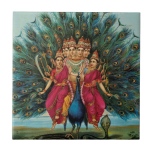 Carreau En Céramique Murugan Kartikeyan Skanda Subrahmanyan Hindu Deity