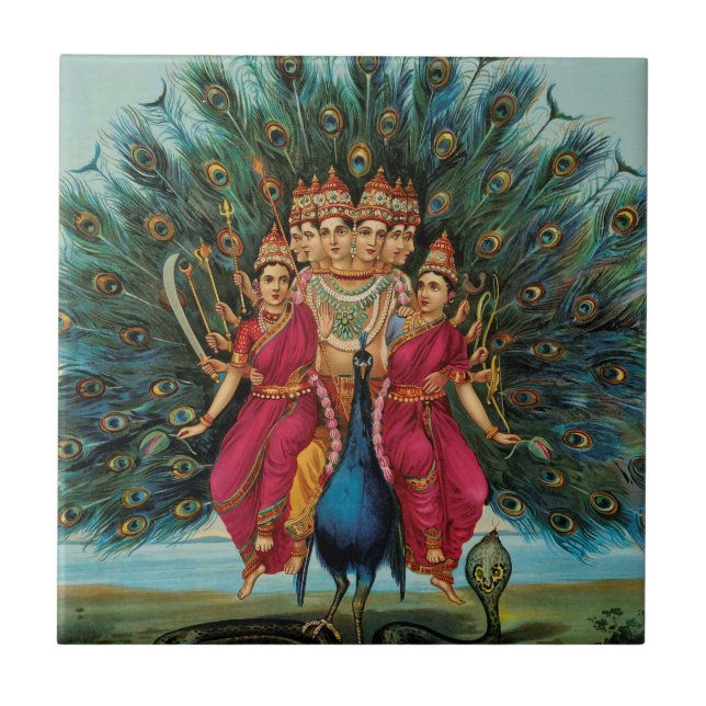 Carreau En Céramique Murugan Kartikeyan Skanda Subrahmanyan Hindu Deity (Devant)