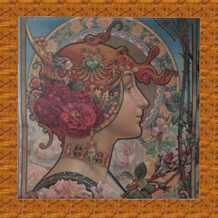 Carreau En Céramique Muse Florale Art Nouveau   Belle Époque Vintage 