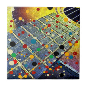 Carreau En Céramique Musique de guitare vintage coloré
