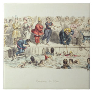 Carreau En Céramique Nageant pour des dames, 1844 (litho)