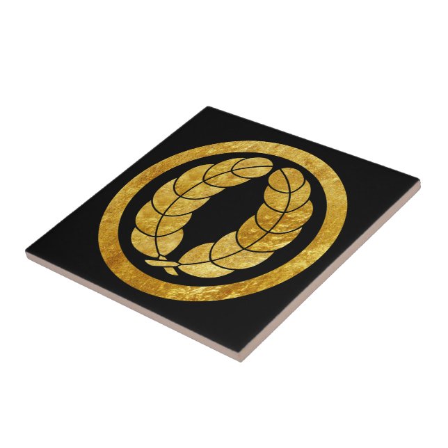 Carreau En Céramique Nakagawa Mon samouraï japonais clan faux or (Côté)