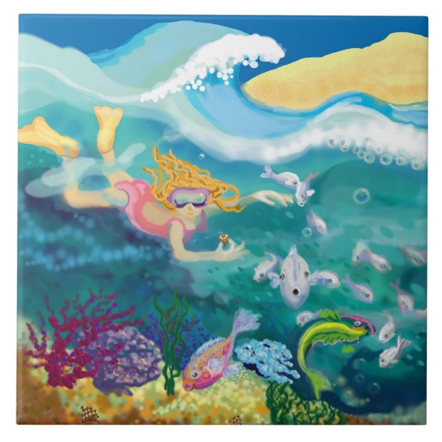 Carreau En Céramique natation de vacances tropicales (Devant)