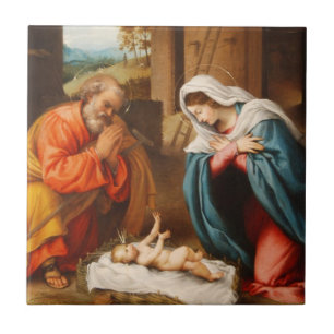 Carreau En Céramique Nativité par Lorenzo Lotto