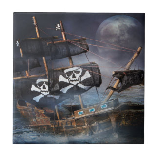 CARREAU EN CÉRAMIQUE NAVIRE PIRATE GHOST