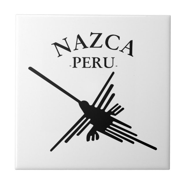 Carreau En Céramique Nazca Pérou Colibri Avec Texte Courbé (Devant)