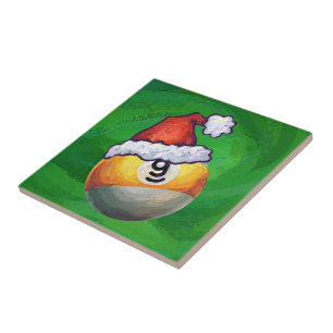 Carreau En Céramique Neuf boule à Santa Hat sur Vert