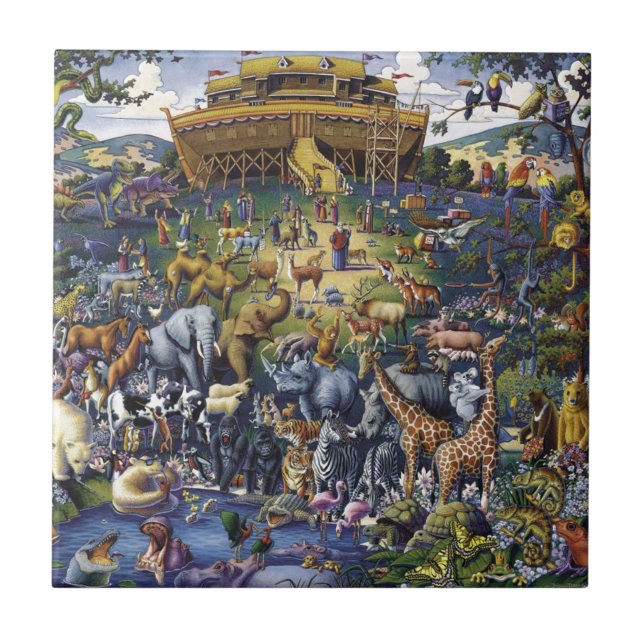 Carreau En Céramique Noahs Ark Animaux (Devant)