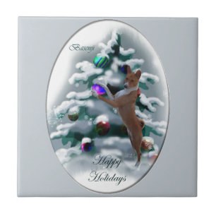 Carreau En Céramique Noël Basenji