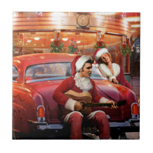 Carreau En Céramique Noël d'Elvis et de Marilyn