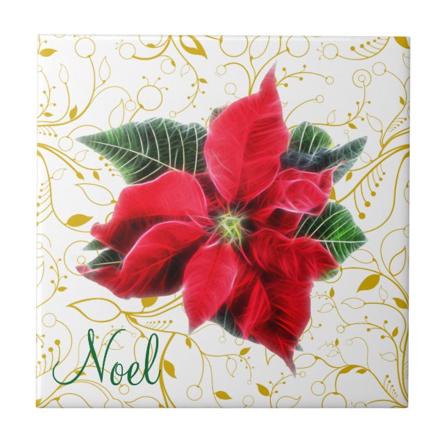 Carreau En Céramique Noel Poinsettia (Devant)