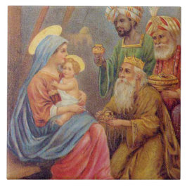 Carreau En Céramique Noël Vintage Nativité Jésus Illustration