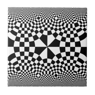 Carreau En Céramique Noir de tourbillonnement et blanc d'illusion