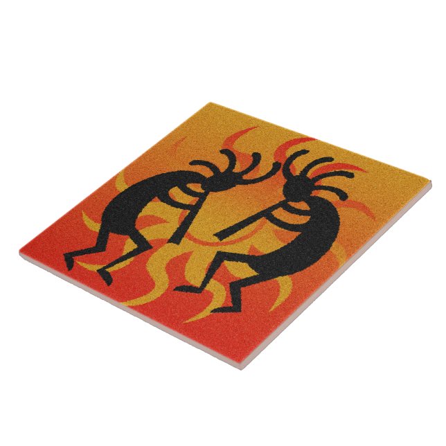 Carreau En Céramique Noir et Orange Sud-Ouest Design Tribal Sun (Côté)