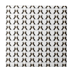 Carreau En Céramique Noir et Tan Dachshund Hi Five