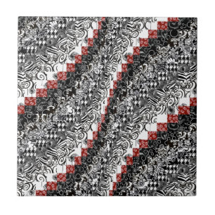 Carreau En Céramique Noir rouge de personnaliser de motif d'édredon de