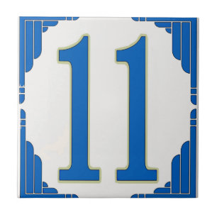 Carreau En Céramique Nombre bleu 11 pour des numéros de maison