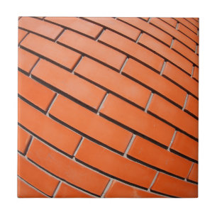Carreau En Céramique Nouveau mur de briques rouge avec la lentille de