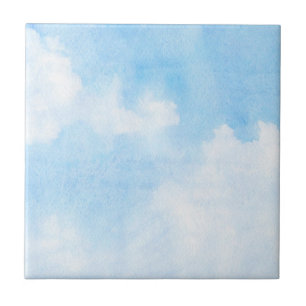 Carreau En Céramique Nuages d'aquarelle et arrière - plan de ciel