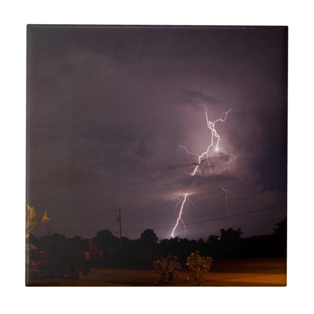Carreau En Céramique Nuages de tempête nocturne (Devant)