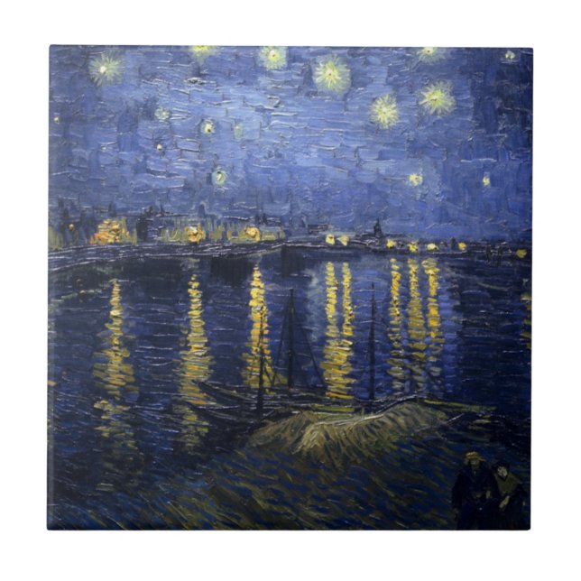Carreau En Céramique Nuit étoilée sur le Rhône (Devant)