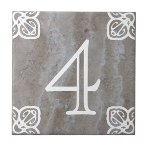 Carreau En Céramique Numéro de maison - blanc espagnol sur la chaux