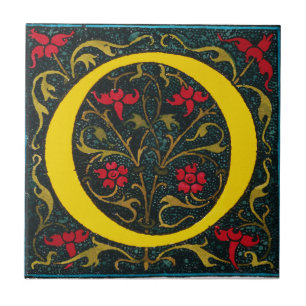 CARREAU EN CÉRAMIQUE O INITIAL, 1520.