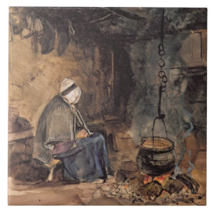 Carreau En Céramique Observant le pot bouillir - un intérieur de