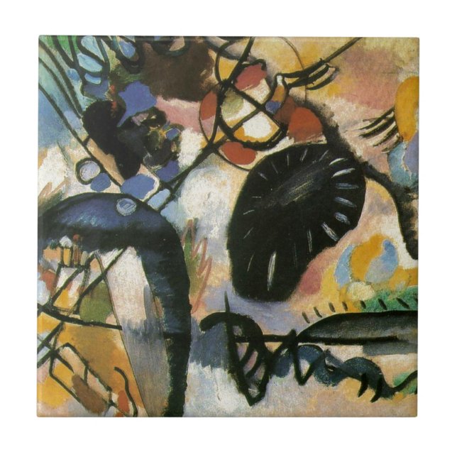 Carreau En Céramique Oeuvre Abstraite de Kandinsky Black Spot (Devant)
