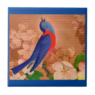 Carreau En Céramique oiseau bleu du bonheur
