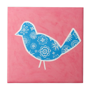 Carreau En Céramique Oiseau décoratif avec des motifs sur l'arrière -
