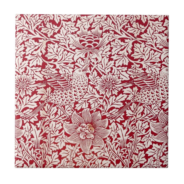 Carreau En Céramique Oiseau et anémone de William Morris (Devant)