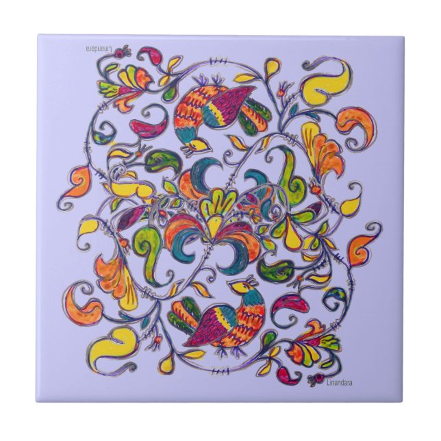 Carreau En Céramique Oiseau nordique (Devant)