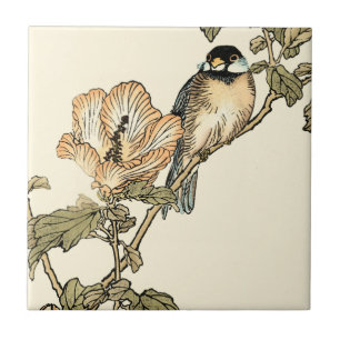 Carreau En Céramique Oiseau oriental perché sur la branche